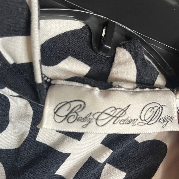 Dress: Print Blue & White Number Dress - Picture 4 of 4